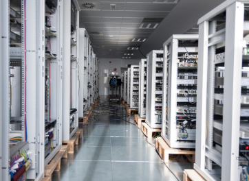 Steel Server racks inside a data center